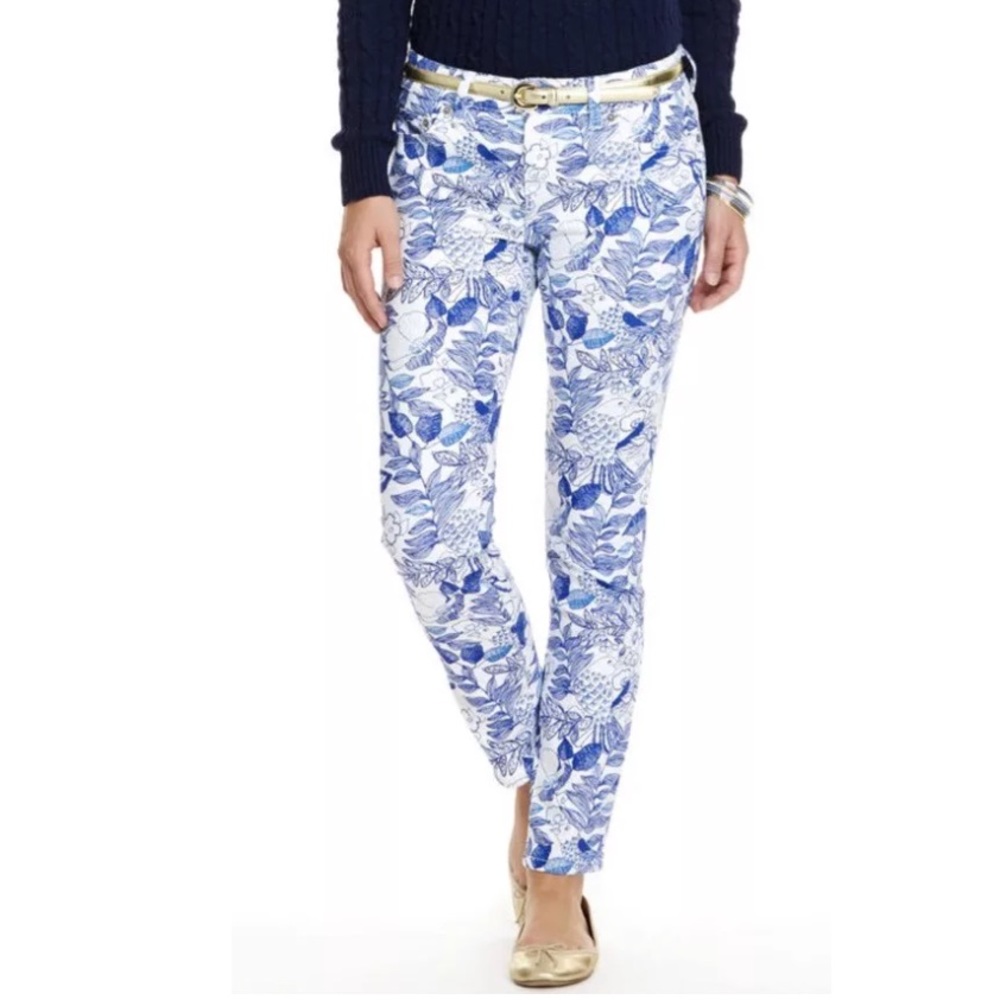 Vineyard Vines skinny jeans flora bird print 6